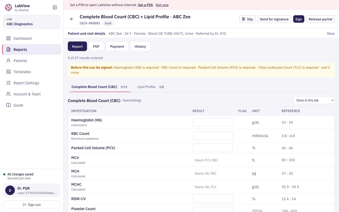 The report page