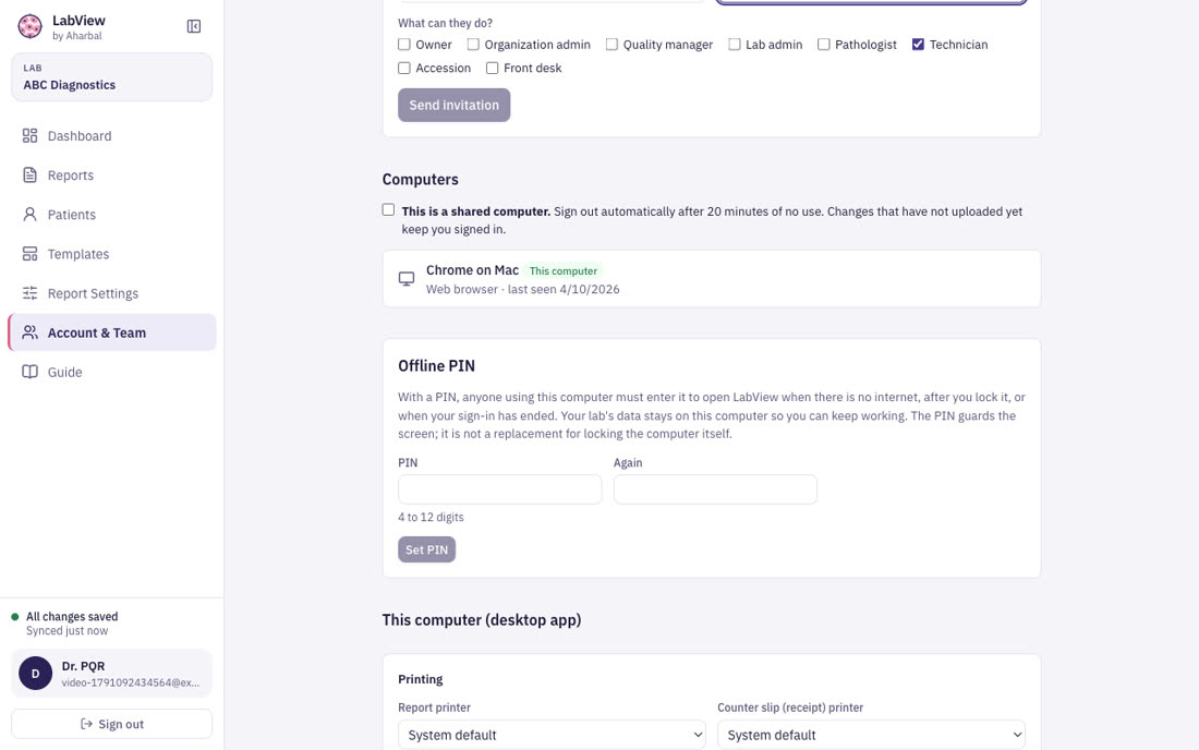 Printers and backups (desktop only)