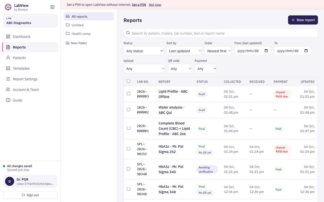Reports made on the desktop are here
